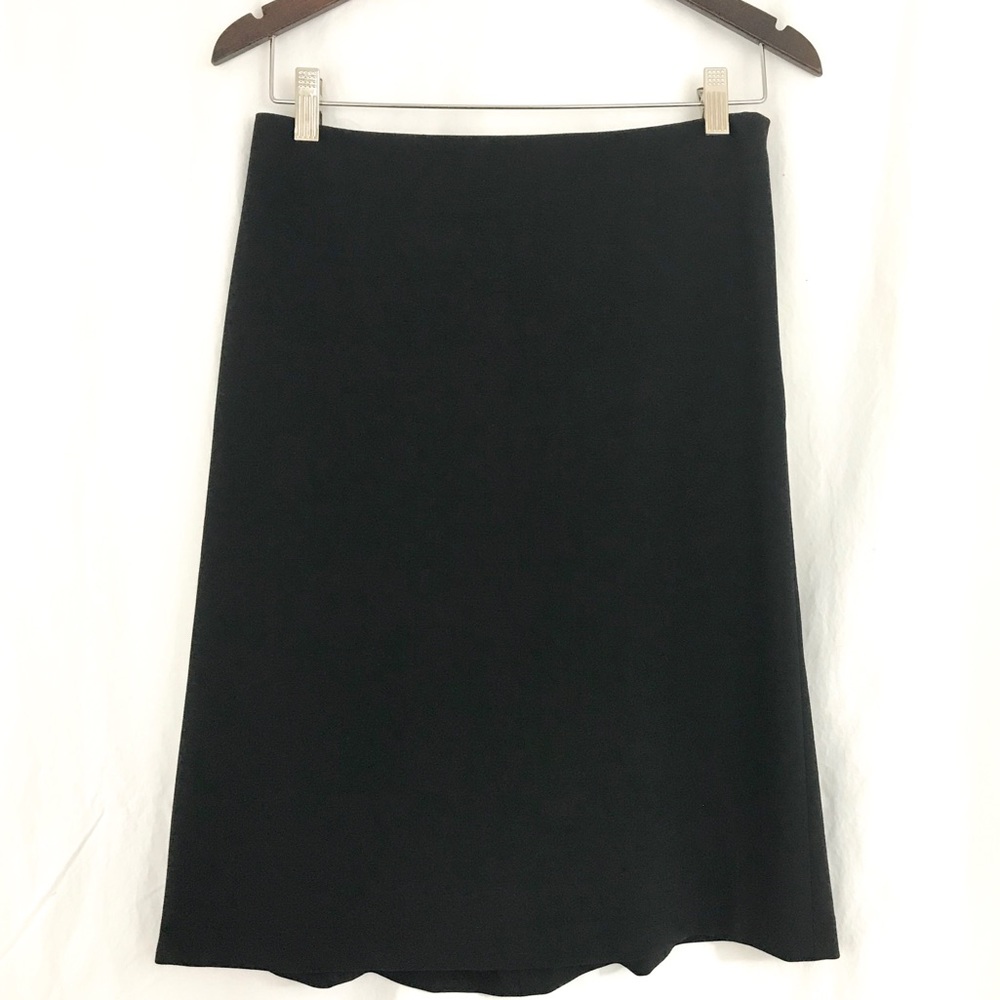 Theory Polyester Wool Blend Black Pencil Skirt